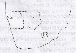 The area marked P is